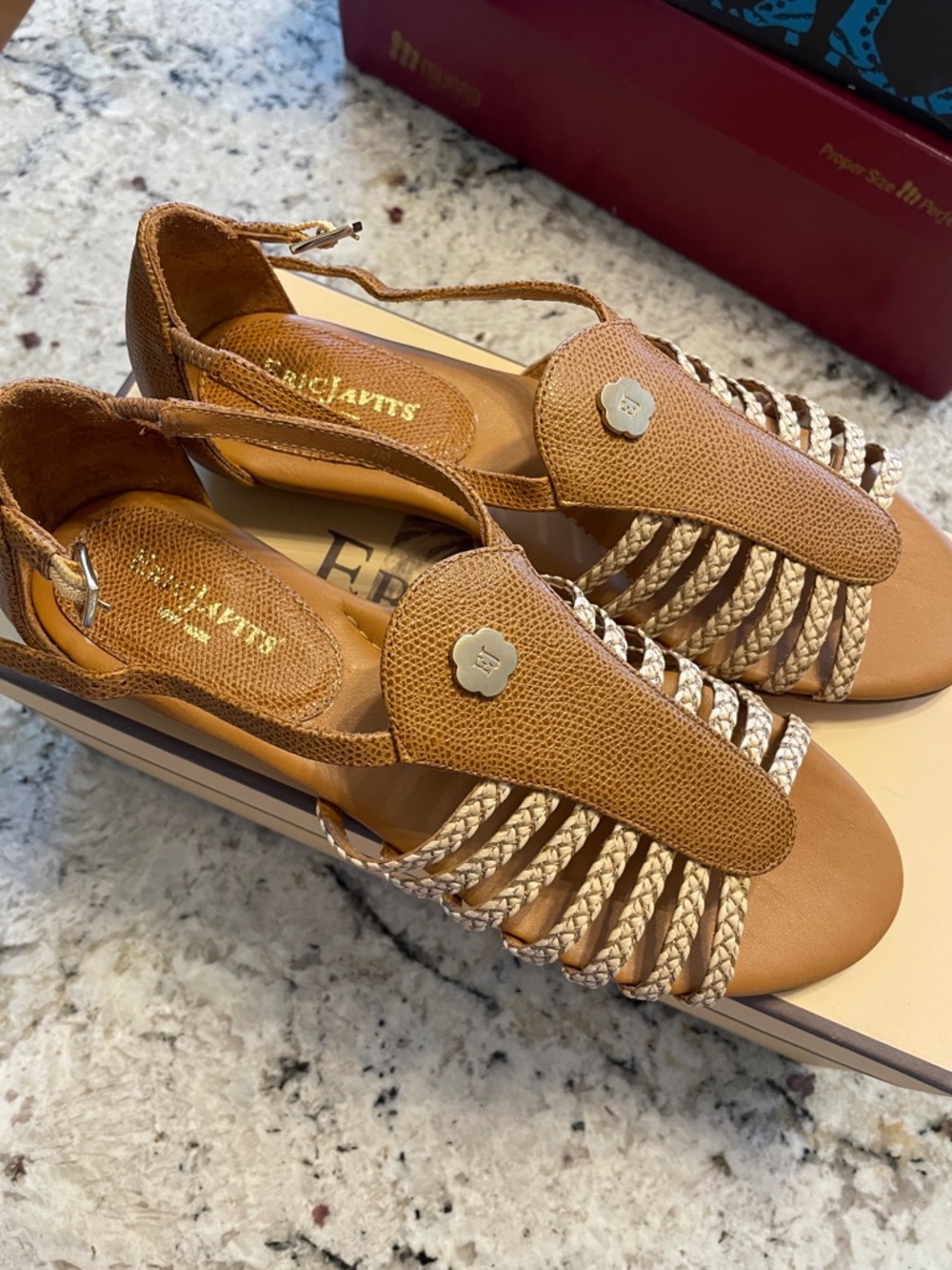 Franco Sarto Cognac Braided Slingback Sandals